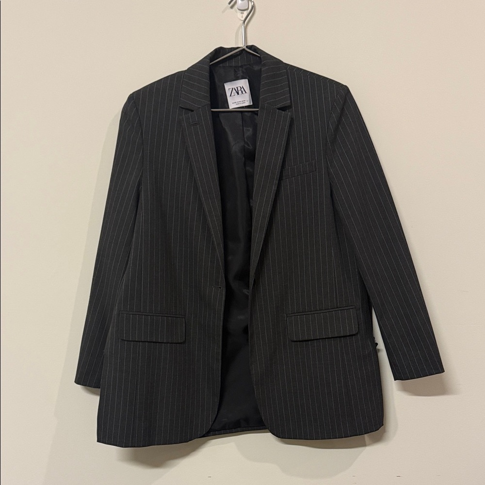 Zara Charcoal Pinstripe Blazer
